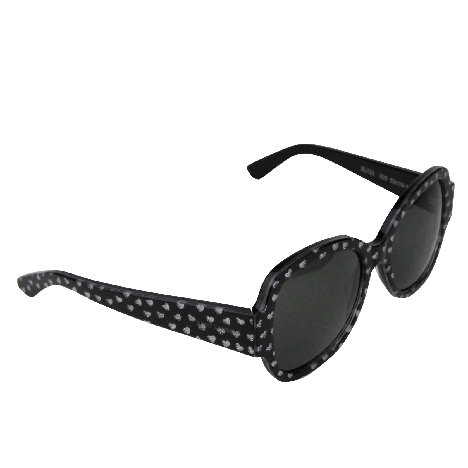 Saint Laurent Women's Silver Hearts With Black Large Sunglasses