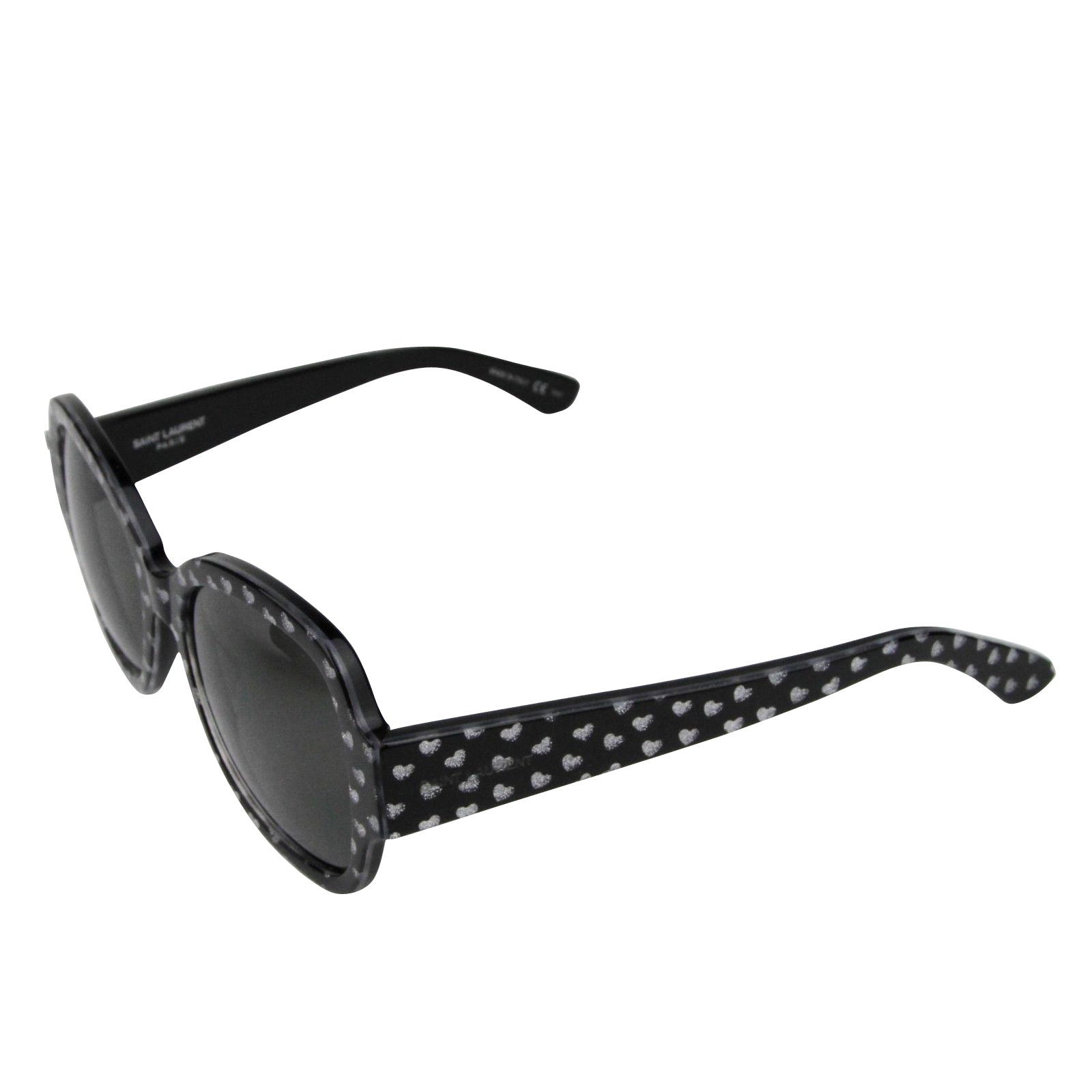 Saint Laurent Women's Silver Hearts With Black Large Sunglasses