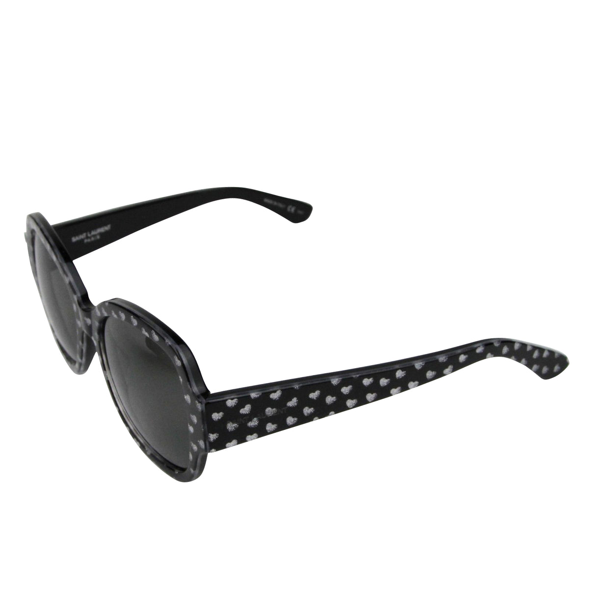 Saint Laurent Women's Silver Hearts With Black Large Sunglasses