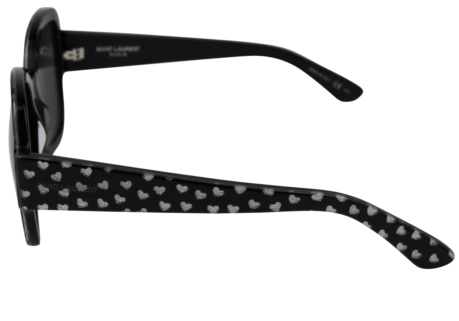 Saint Laurent Women's Silver Hearts With Black Large Sunglasses