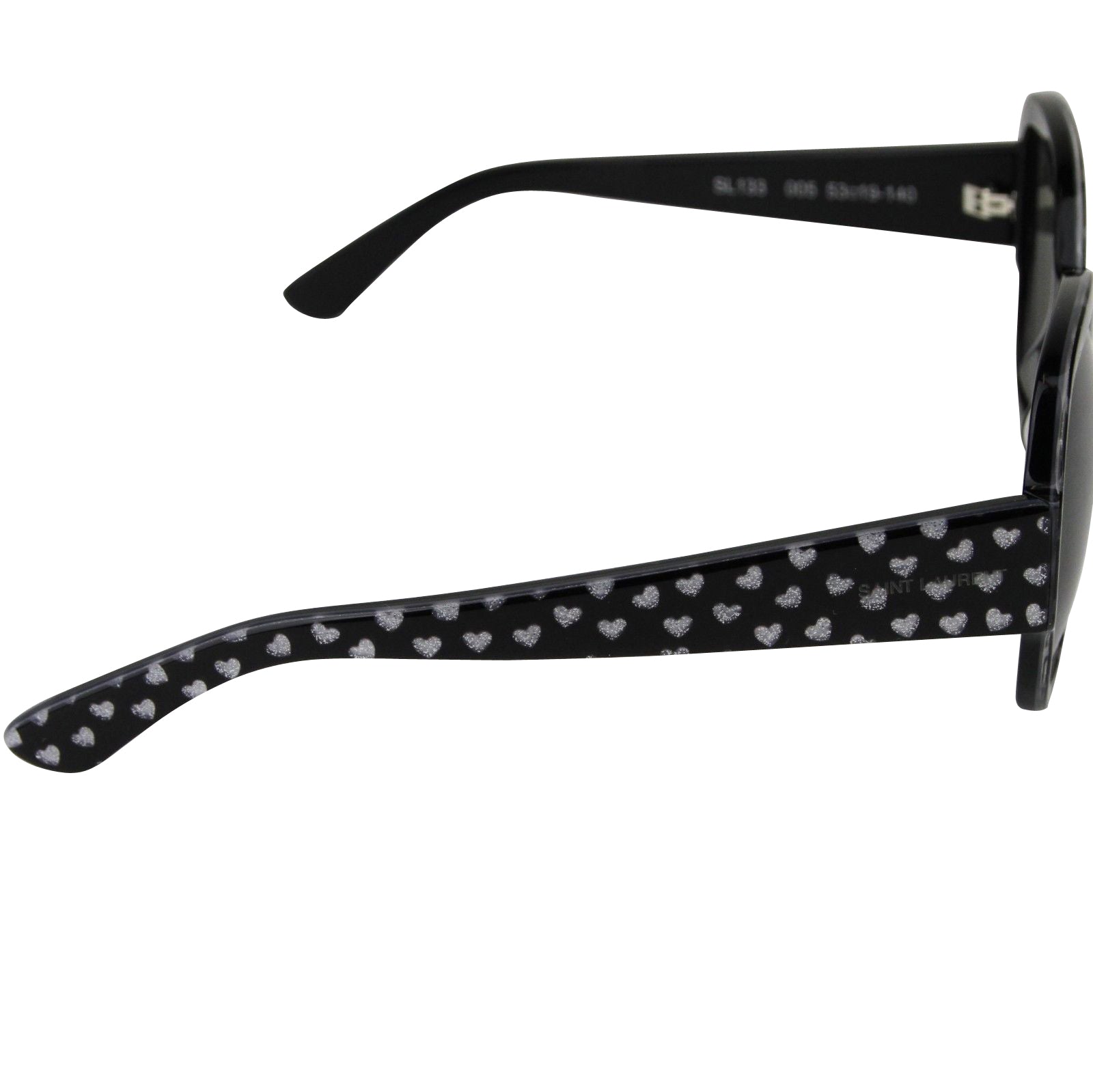 Saint Laurent Women's Silver Hearts With Black Large Sunglasses