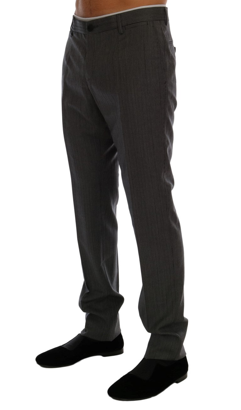 Dolce & Gabbana Gray Wool Striped Formal Men's Pants