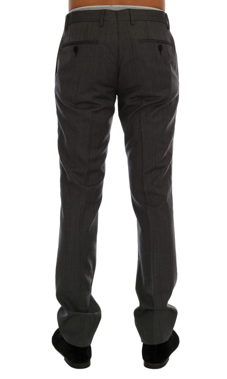 Dolce & Gabbana Gray Wool Striped Formal Men's Pants