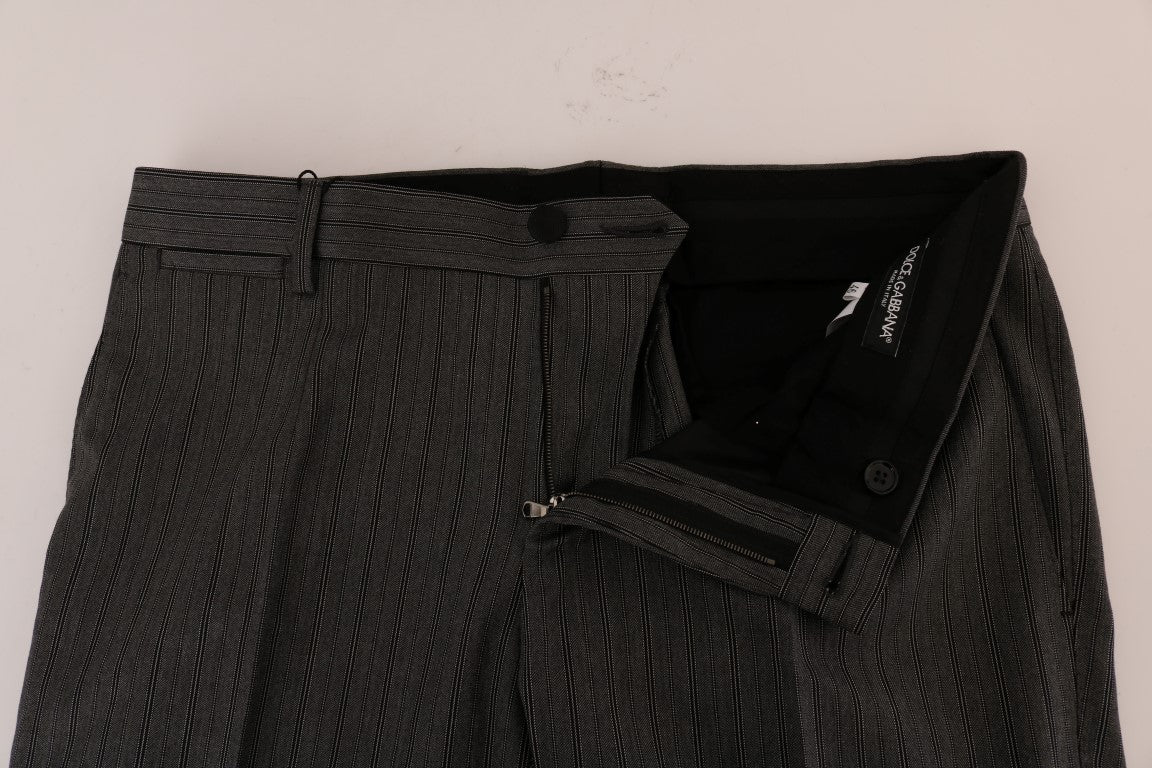 Dolce & Gabbana Gray Wool Striped Formal Men's Pants