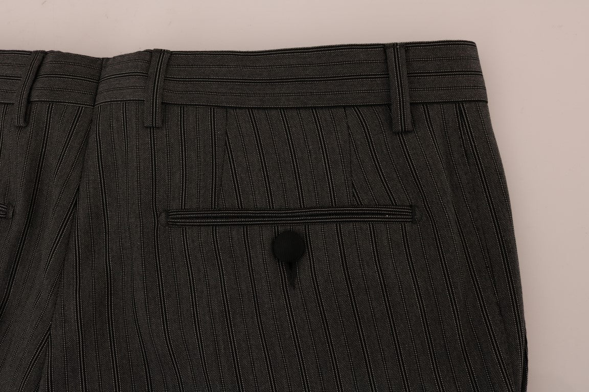Dolce & Gabbana Gray Wool Striped Formal Men's Pants
