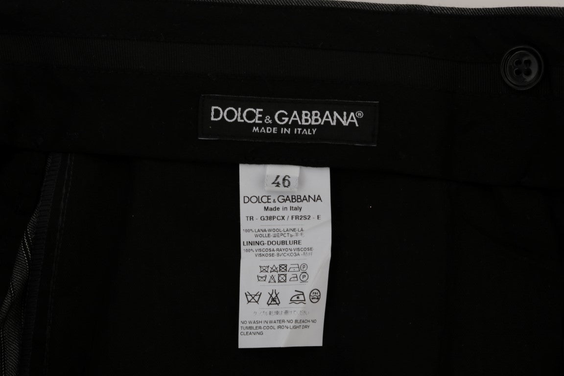 Dolce & Gabbana Gray Wool Striped Formal Men's Pants