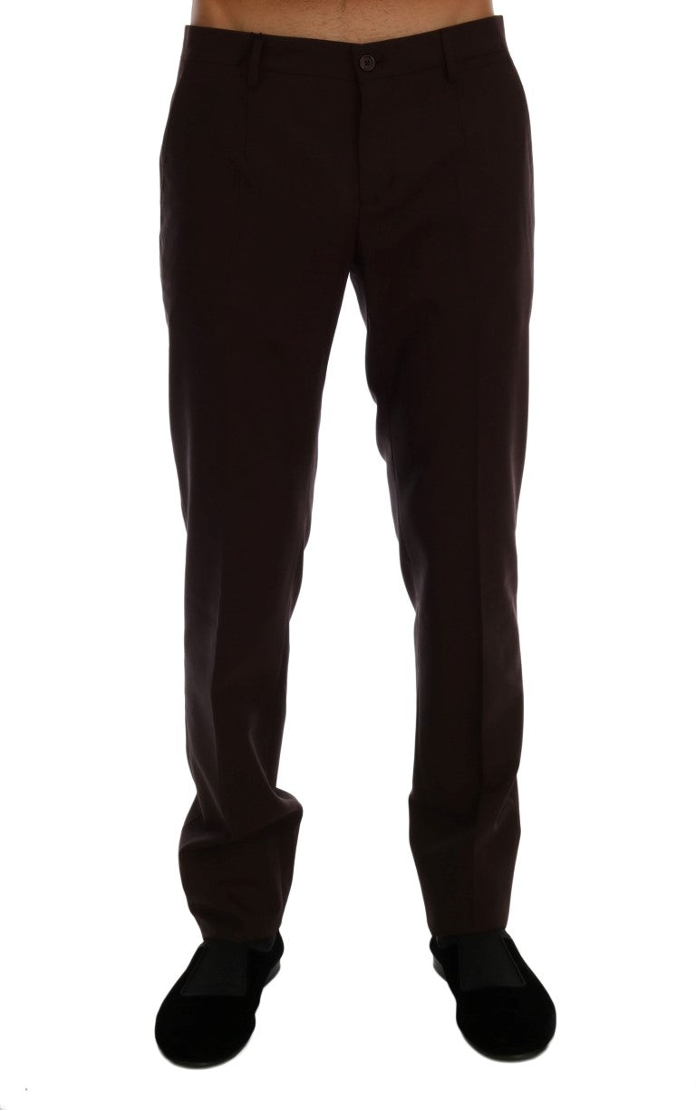 Dolce & Gabbana Purple Wool Stretch Formal Men's Pants