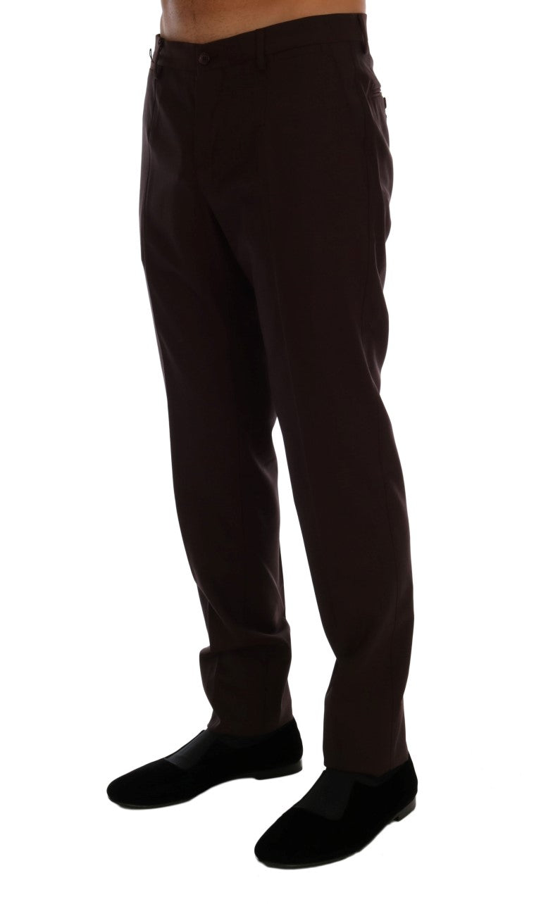 Dolce & Gabbana Purple Wool Stretch Formal Men's Pants
