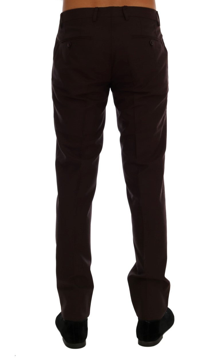 Dolce & Gabbana Purple Wool Stretch Formal Men's Pants