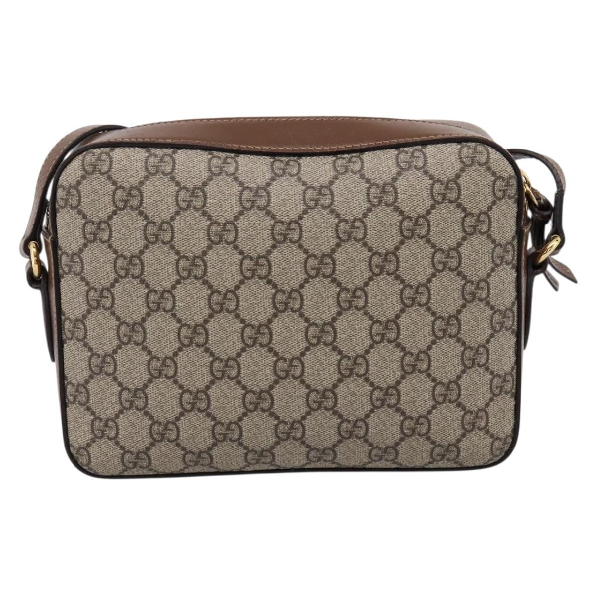 Gucci Horsebit 1955 Flap Pocket Camera Gg Coated Canvas And Leather Beige Canvas Shoulder Bag Bag (Pre-Owned)