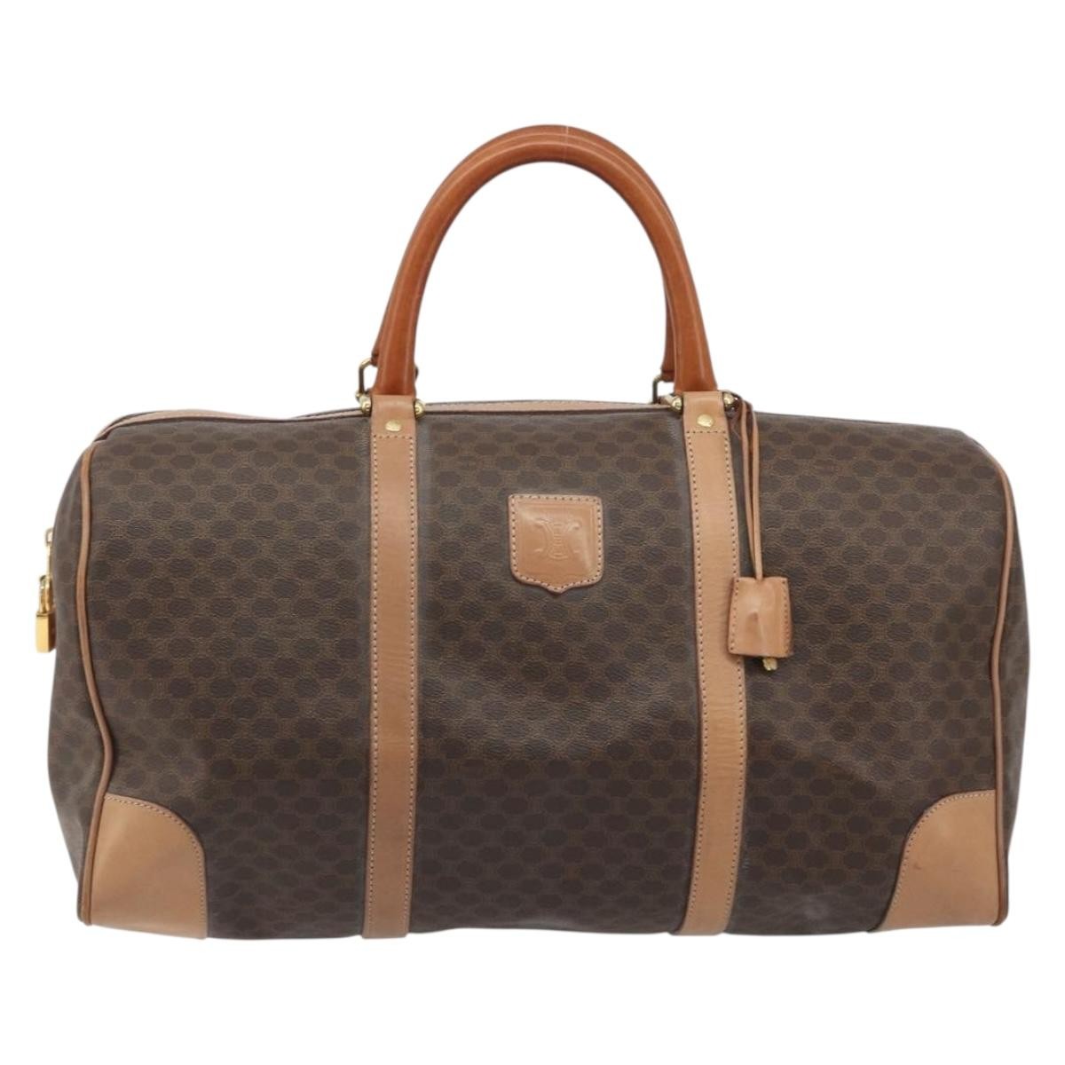 Celine Vintage Duffle Macadam Coated Canvas Brown Pvc Travel Bag Bag (Pre-Owned)
