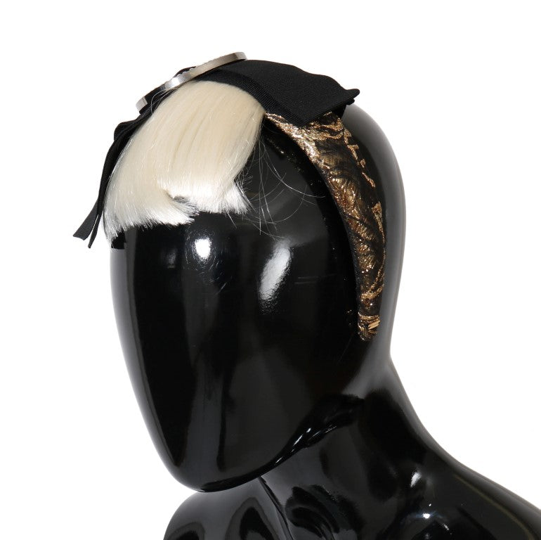 Dolce & Gabbana Black Crystal White Diadem Women's Headband