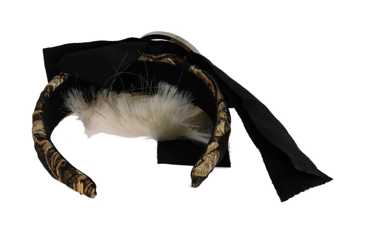 Dolce & Gabbana Black Crystal White Diadem Women's Headband