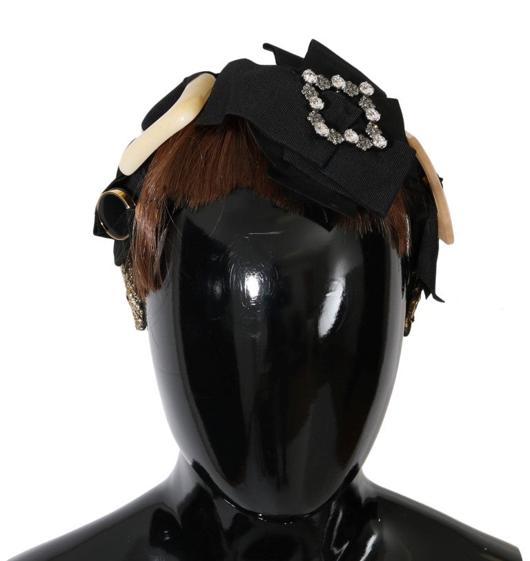 Dolce & Gabbana Clear Crystal Brown Hair Women's Headband