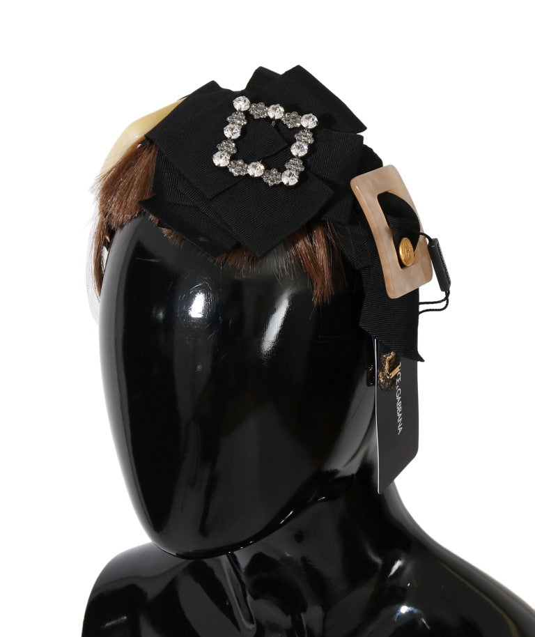 Dolce & Gabbana Clear Crystal Brown Hair Women's Headband