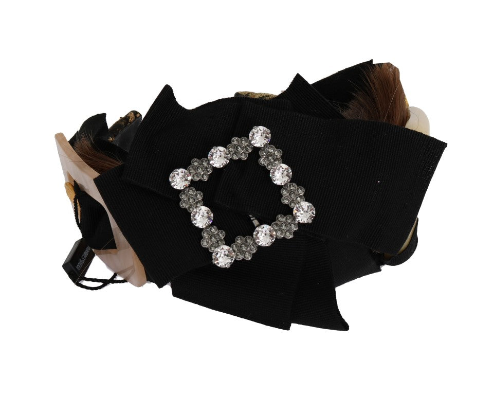 Dolce & Gabbana Clear Crystal Brown Hair Women's Headband