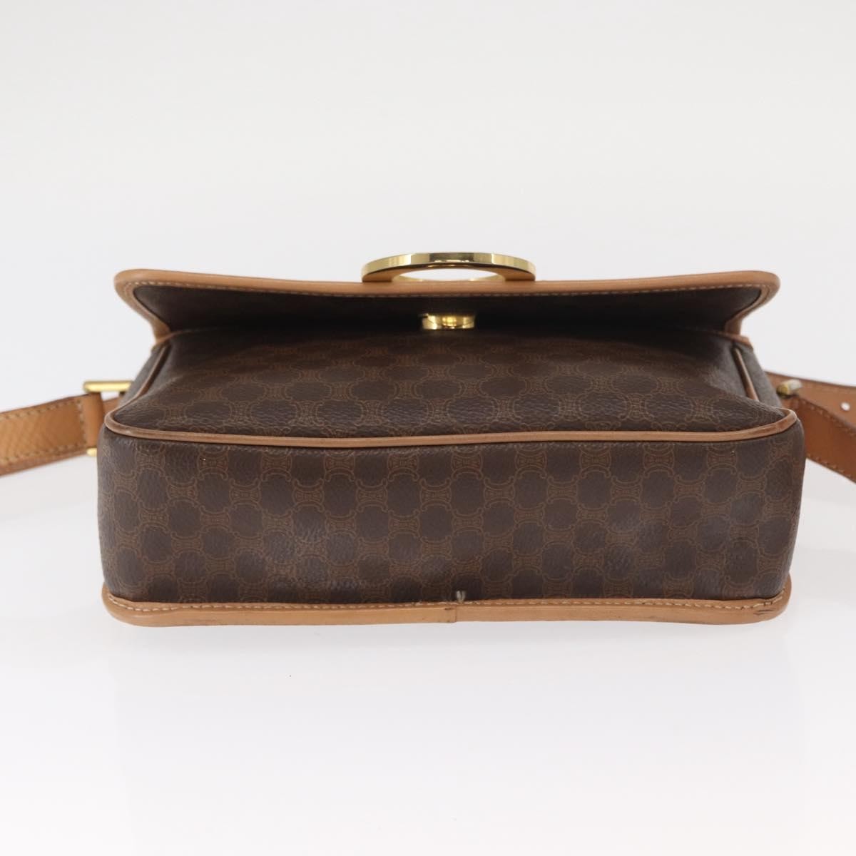 Celine Vintage Macadam Circle Logo Canvas And Leather Brown Canvas Shoulder Bag Bag (Pre-Owned)