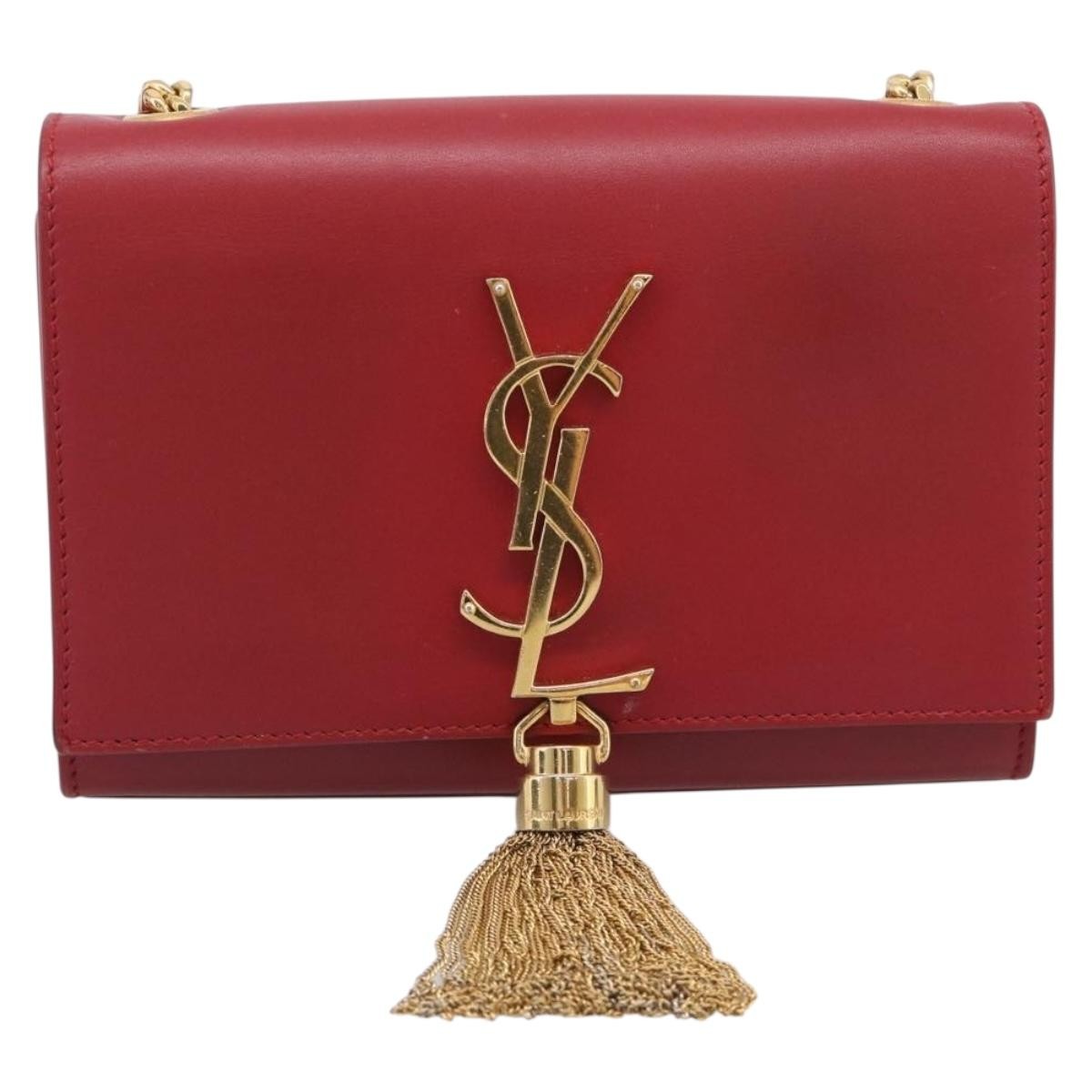 Saint Laurent Classic Monogram Leather Red Leather Crossbody Bag Bag (Pre-Owned)