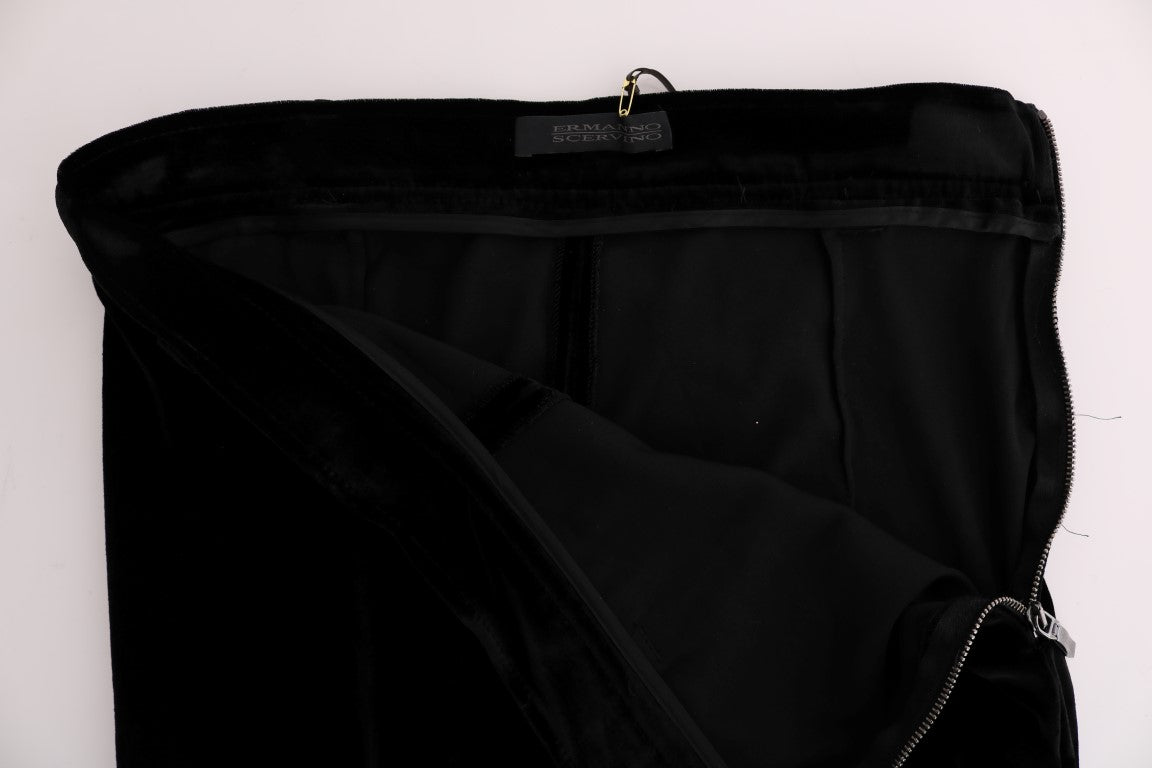 Ermanno Scervino Black Velvet Slim Fit Women's Pants