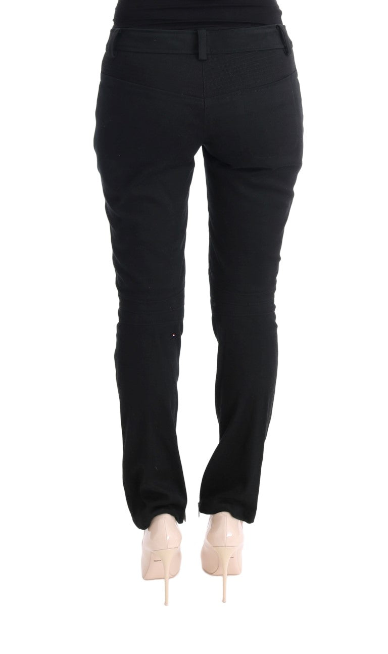 Ermanno Scervino Black Cotton Slim Fit Casual Women's Pants