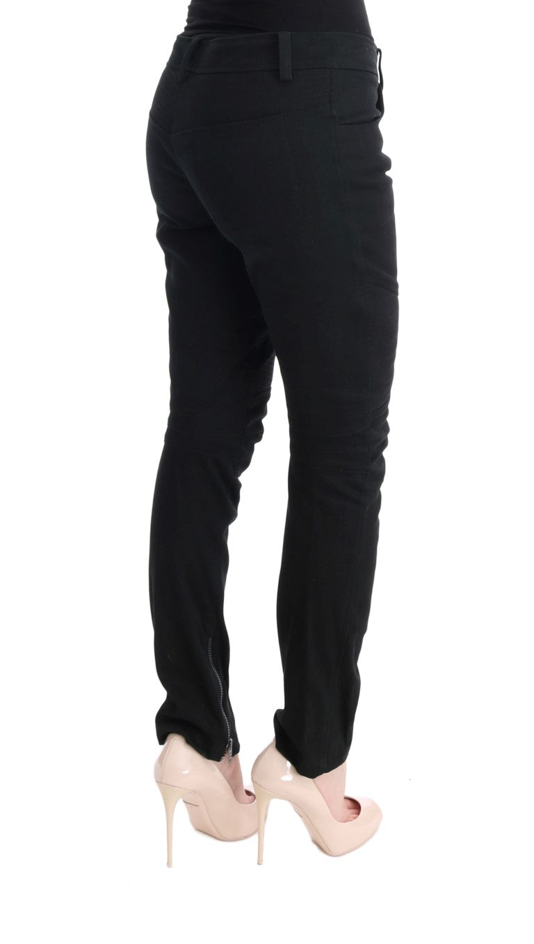 Ermanno Scervino Black Cotton Slim Fit Casual Women's Pants