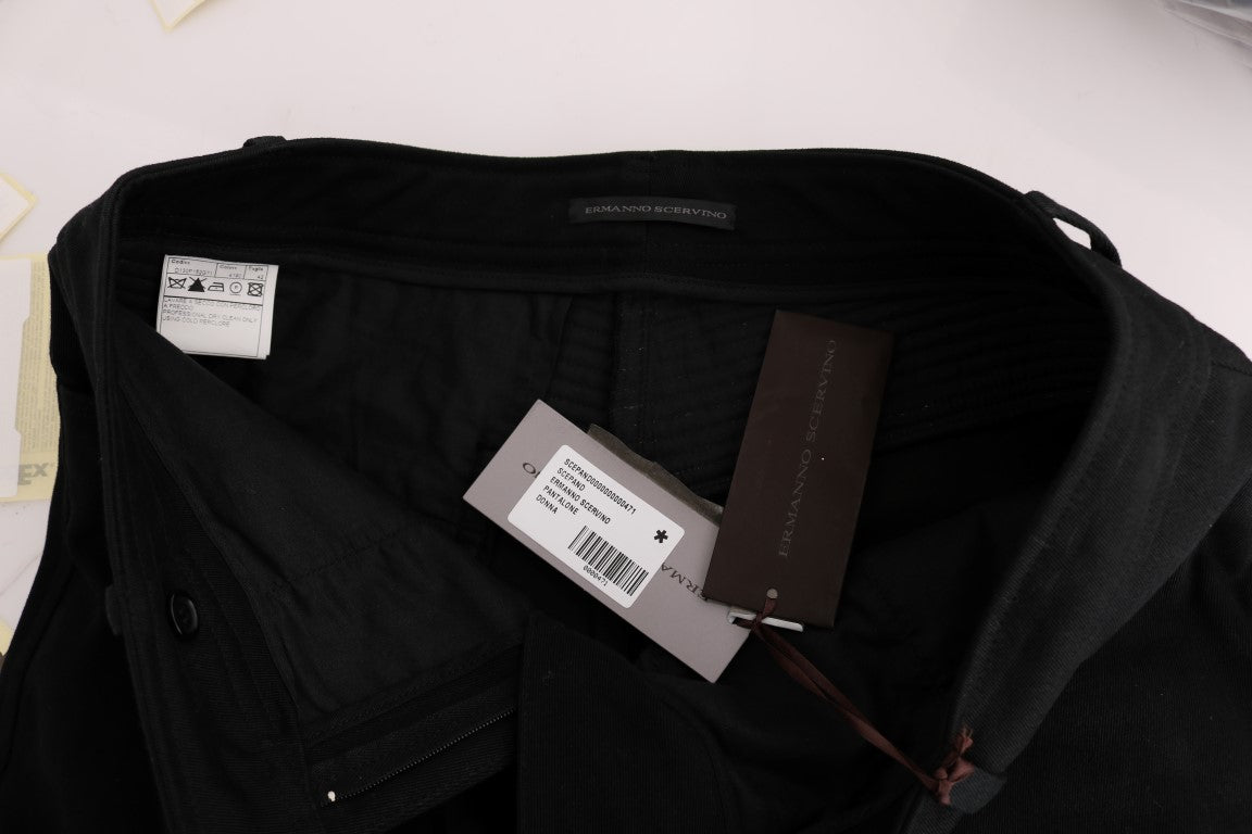 Ermanno Scervino Black Cotton Slim Fit Casual Women's Pants