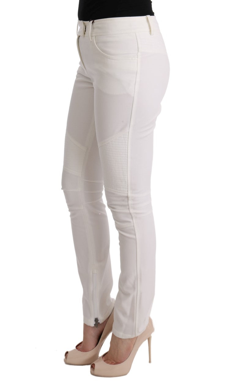 Ermanno Scervino White Cotton Slim Fit Casual Women's Pants