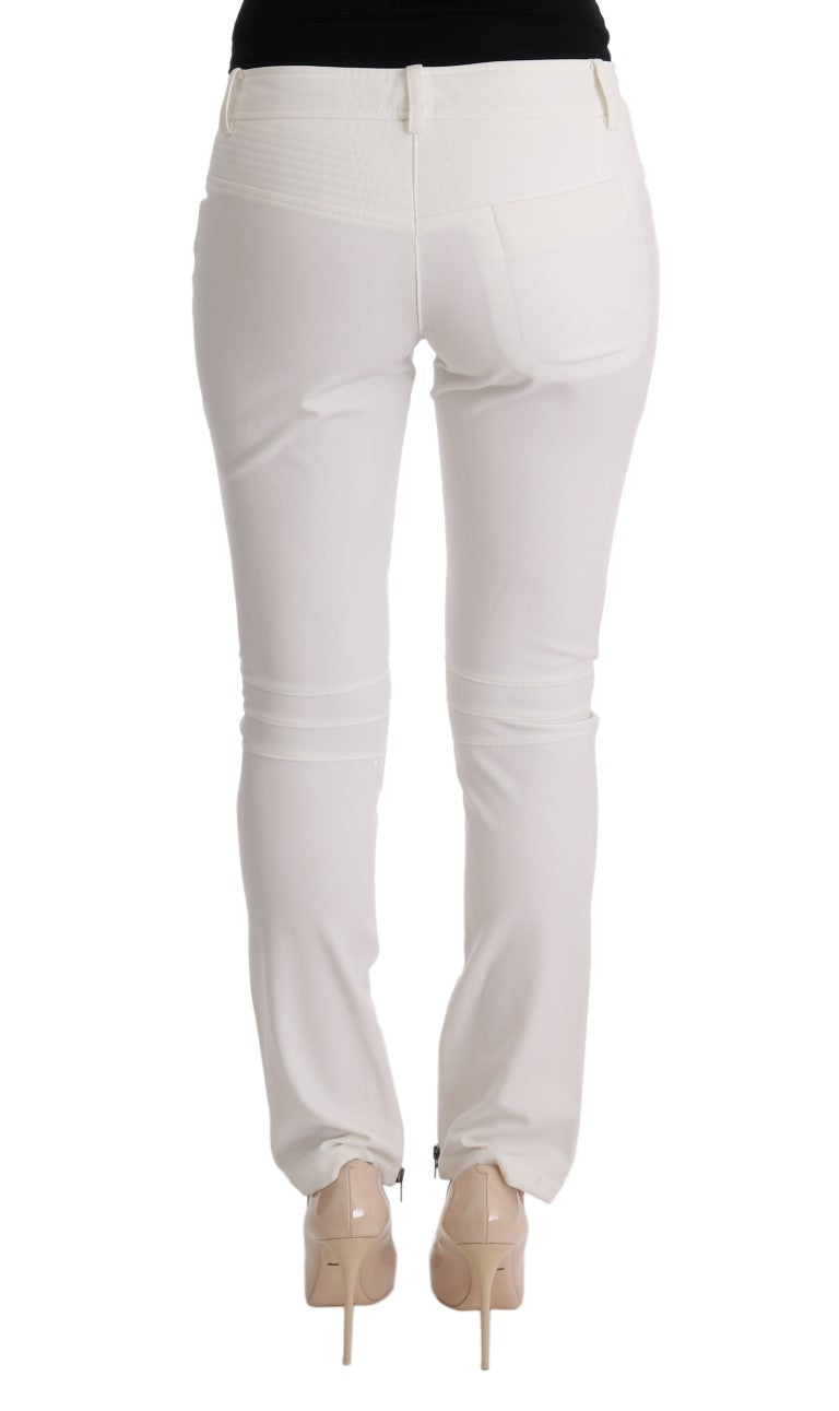 Ermanno Scervino White Cotton Slim Fit Casual Women's Pants