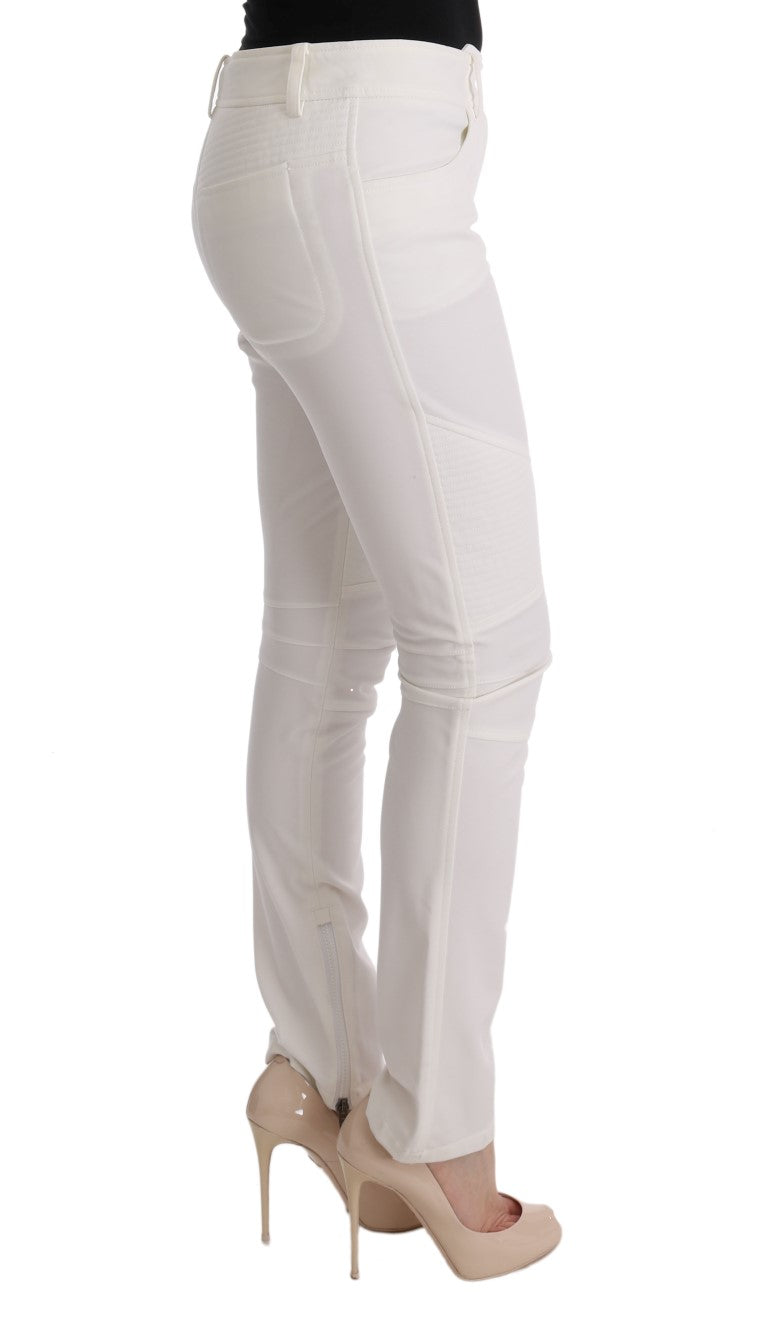 Ermanno Scervino White Cotton Slim Fit Casual Women's Pants