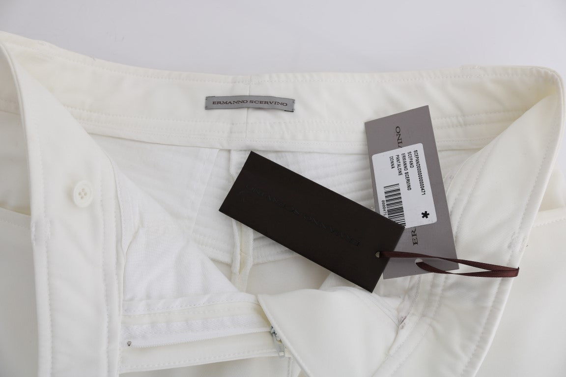Ermanno Scervino White Cotton Slim Fit Casual Women's Pants