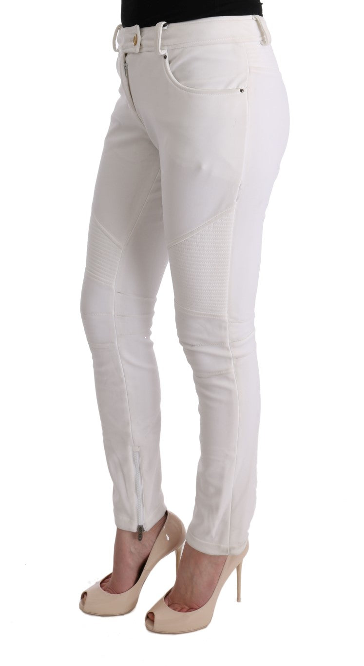 Ermanno Scervino White Cotton Slim Fit Casual Women's Pants
