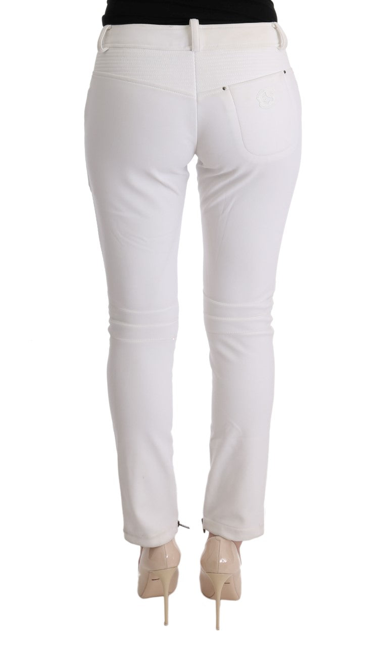 Ermanno Scervino White Cotton Slim Fit Casual Women's Pants