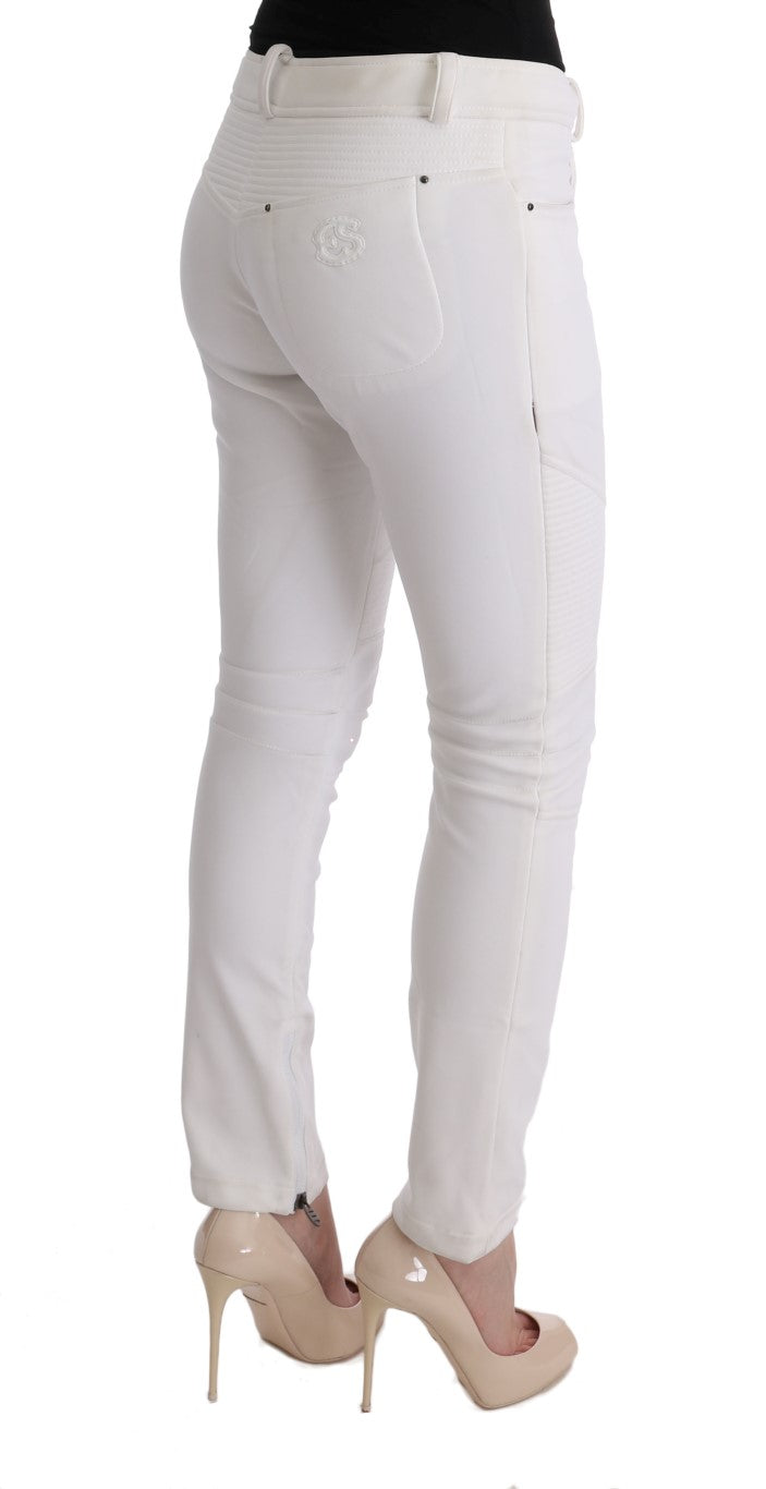 Ermanno Scervino White Cotton Slim Fit Casual Women's Pants