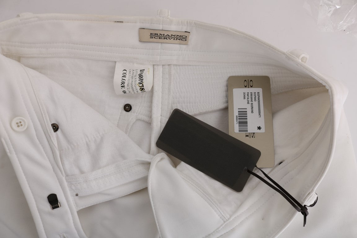 Ermanno Scervino White Cotton Slim Fit Casual Women's Pants