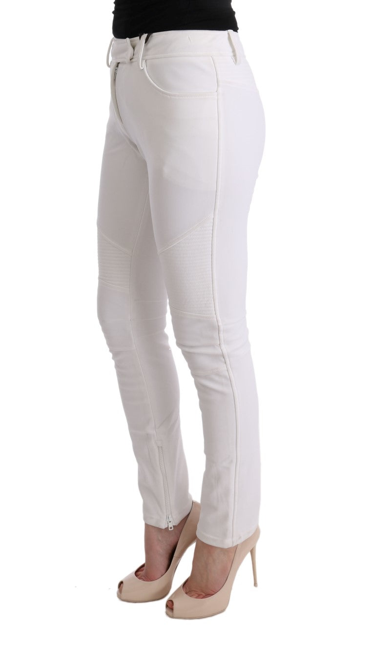 Ermanno Scervino White Cotton Slim Fit Casual Women's Pants