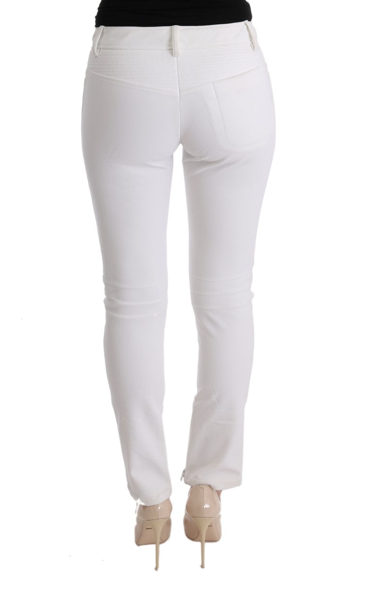 Ermanno Scervino White Cotton Slim Fit Casual Women's Pants