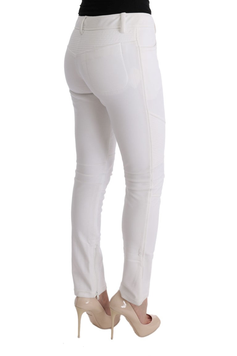 Ermanno Scervino White Cotton Slim Fit Casual Women's Pants