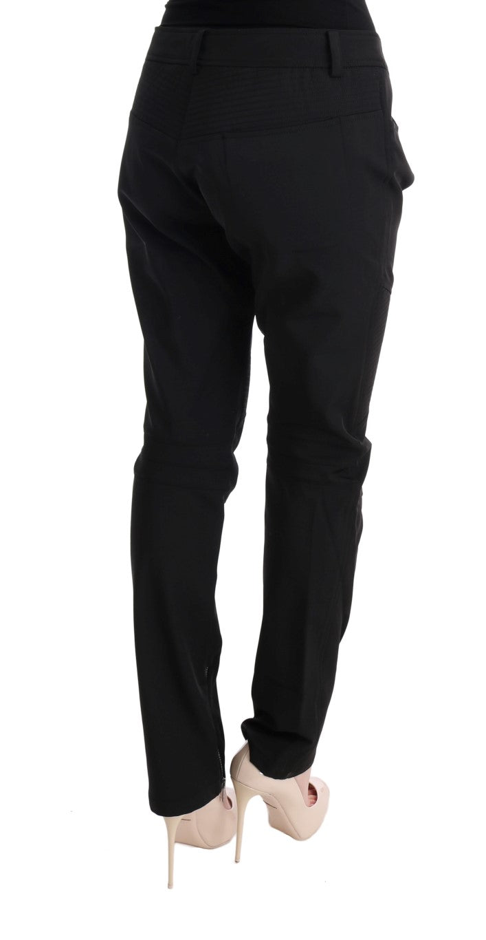 Ermanno Scervino Black Cotton Slim Fit Casual Women's Pants