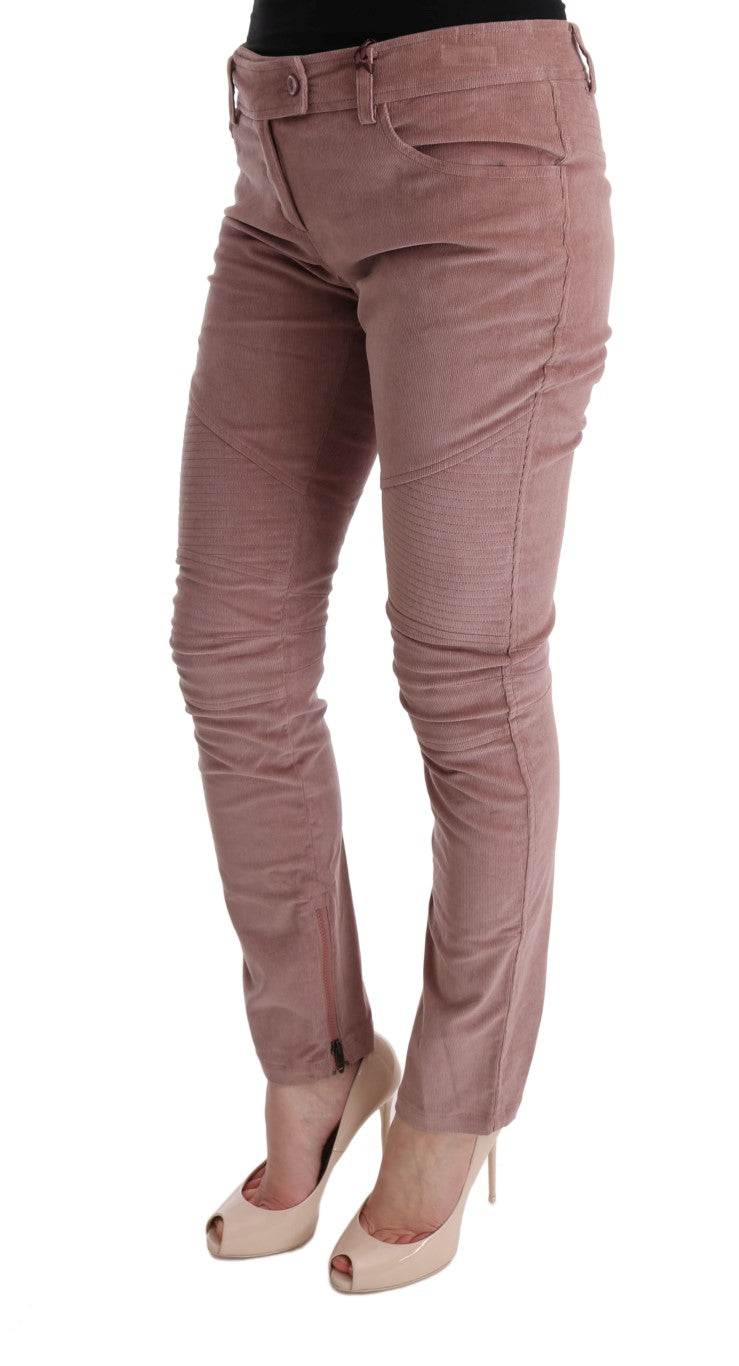 Ermanno Scervino Pink Velvet Cropped Casual Women's Pants