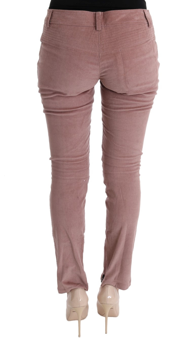 Ermanno Scervino Pink Velvet Cropped Casual Women's Pants