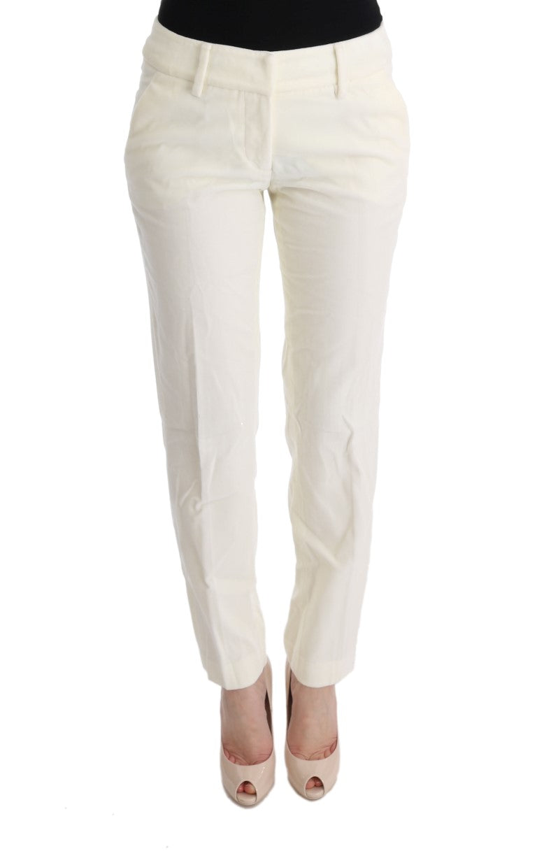 Ermanno Scervino White Cotton Regular Fit Casual Women's Pants