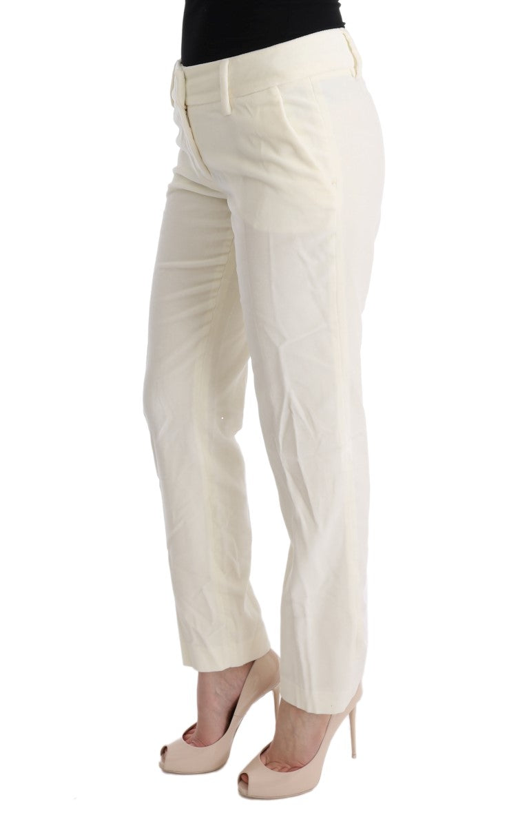 Ermanno Scervino White Cotton Regular Fit Casual Women's Pants