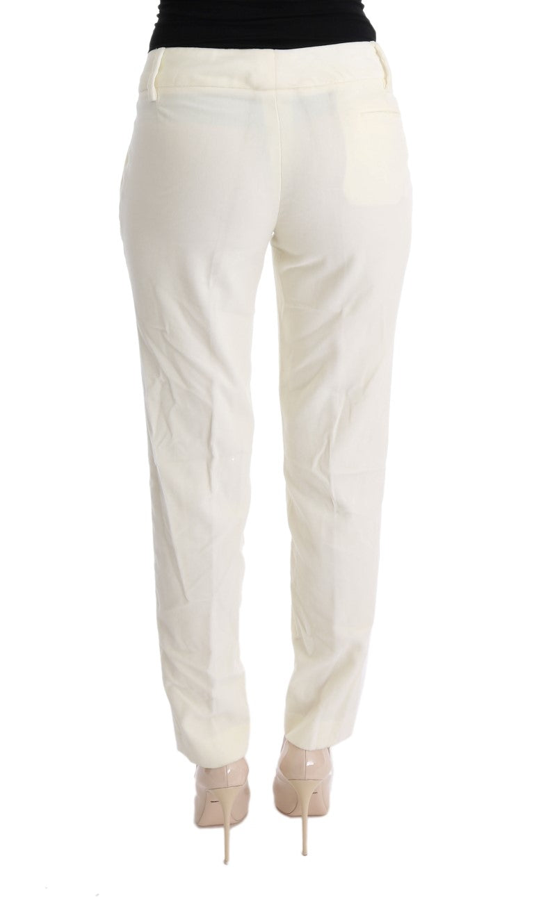 Ermanno Scervino White Cotton Regular Fit Casual Women's Pants