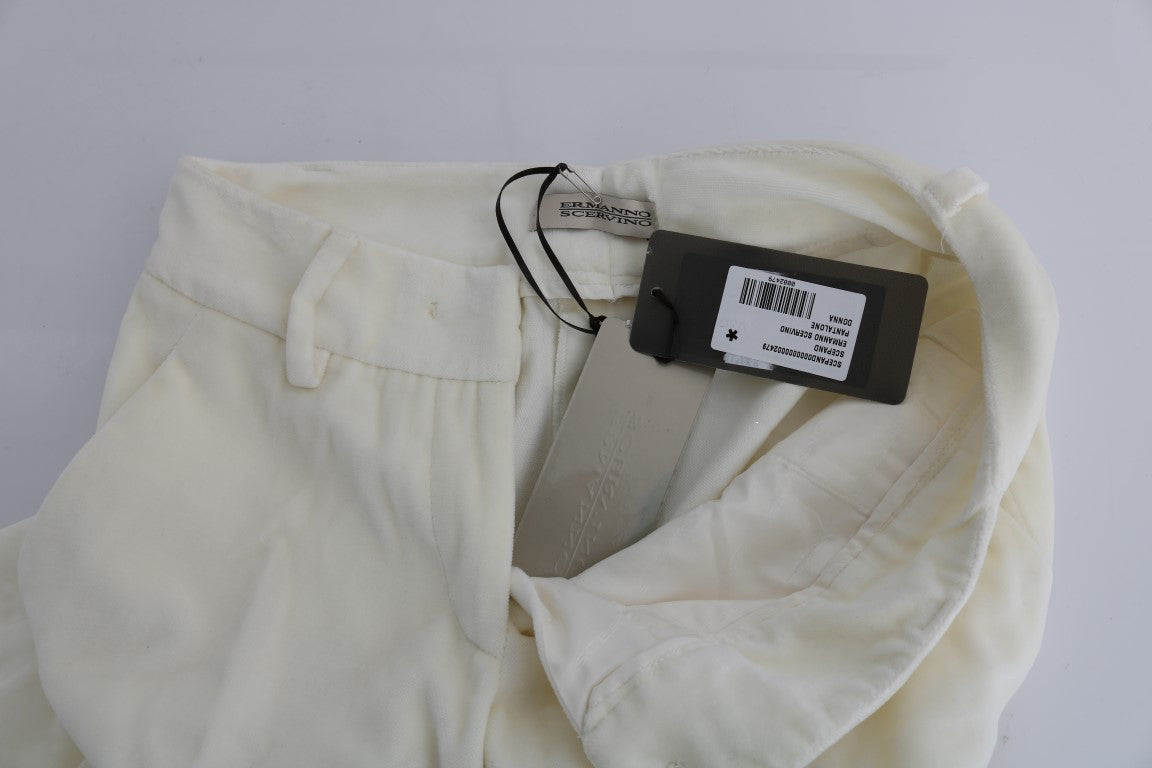 Ermanno Scervino White Cotton Regular Fit Casual Women's Pants