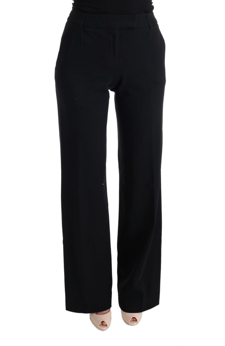 Ermanno Scervino Black Viscose Flare Bootcut Women's Pants