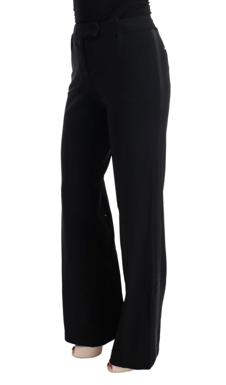 Ermanno Scervino Black Viscose Flare Bootcut Women's Pants