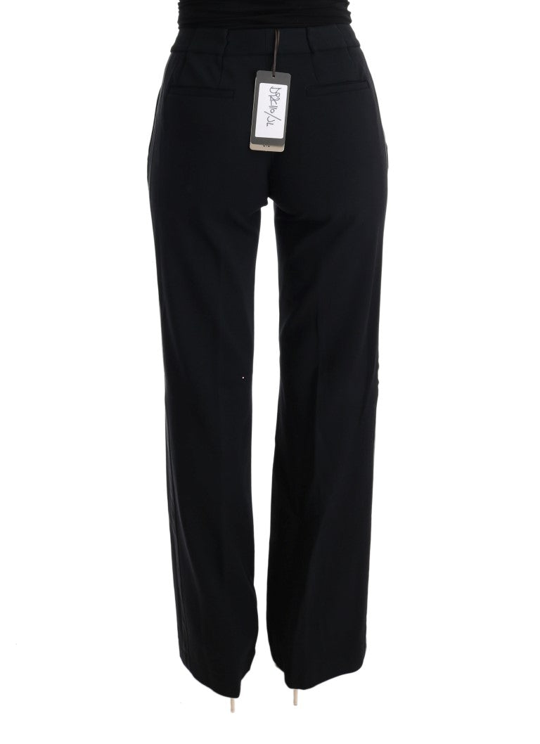 Ermanno Scervino Black Viscose Flare Bootcut Women's Pants