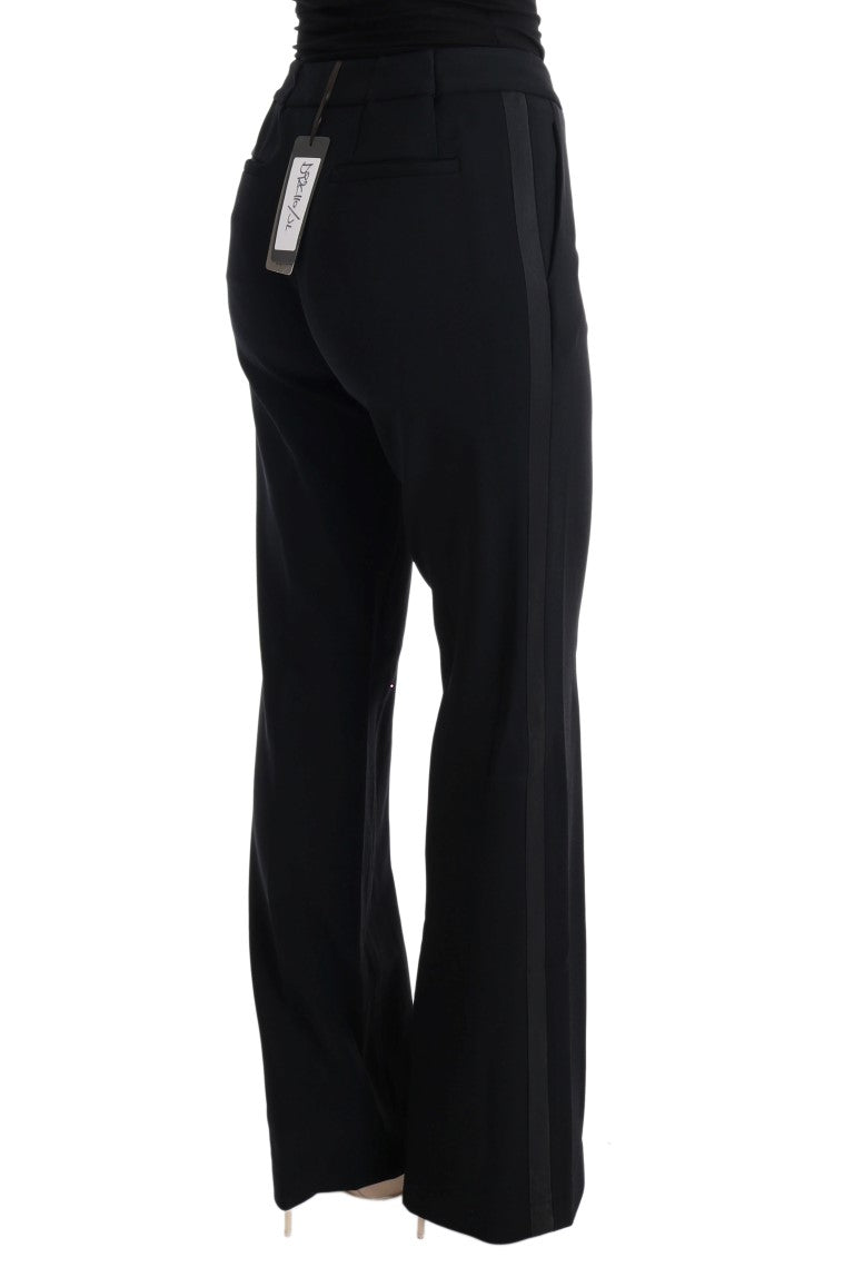 Ermanno Scervino Black Viscose Flare Bootcut Women's Pants