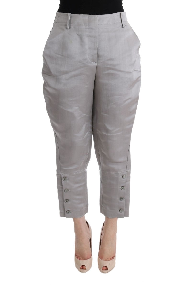 Ermanno Scervino Gray Silk Cropped Casual Women's Pants