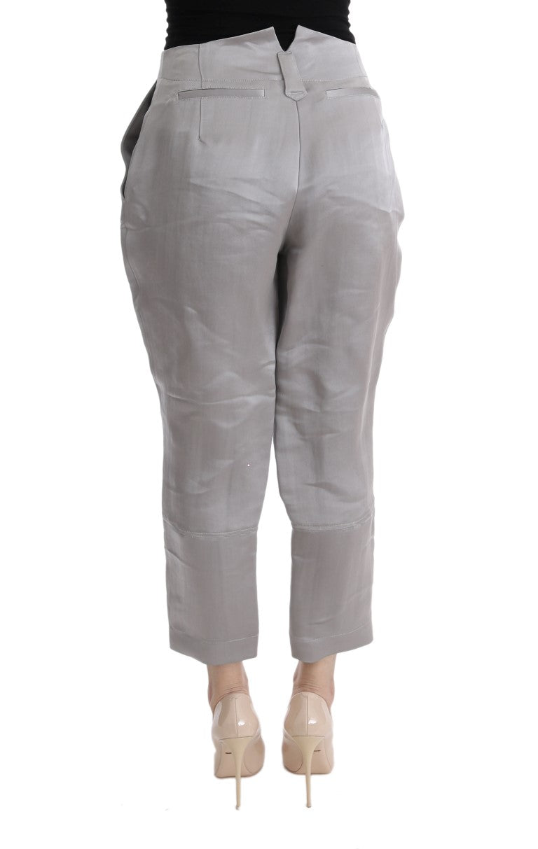 Ermanno Scervino Gray Silk Cropped Casual Women's Pants